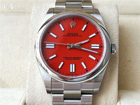 rolex oyster perpetual 41 coral red men's watch|rolex oyster perpetual watch.